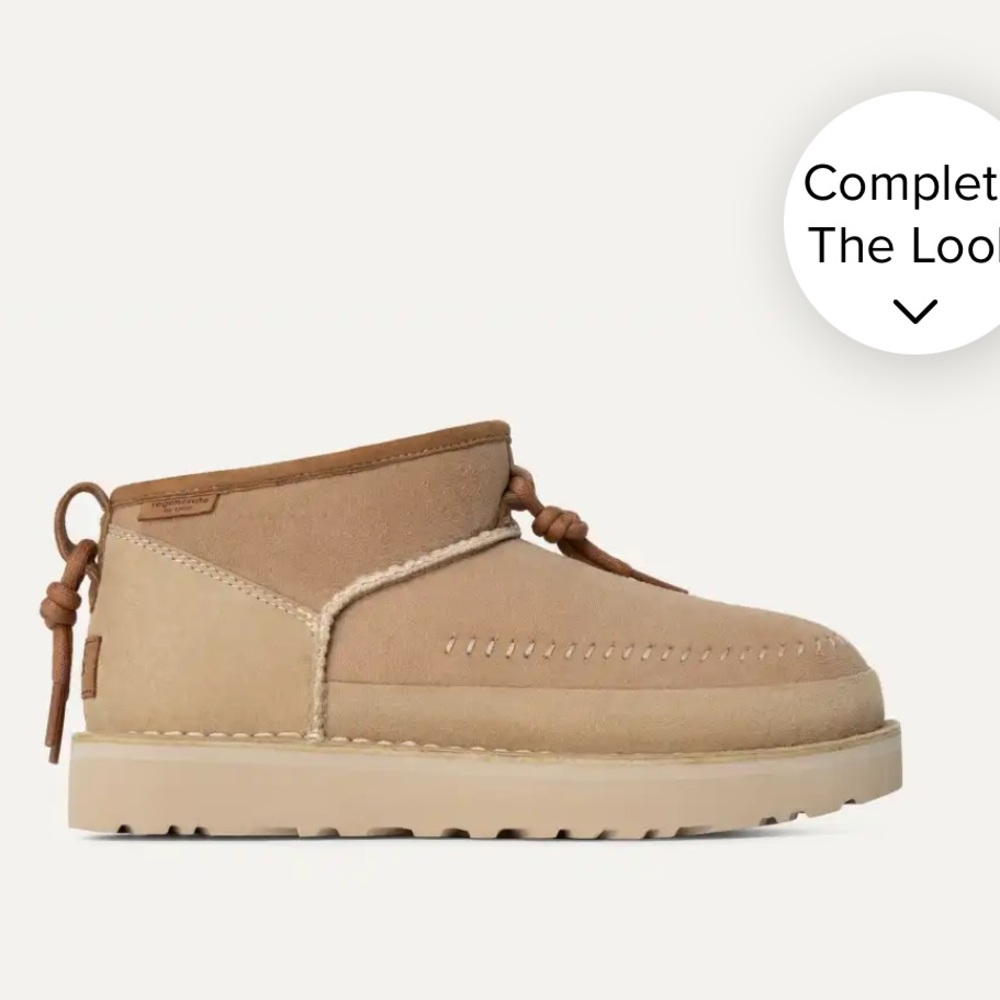 UGG Beige Tan Short Suede Lace-Back Boot
